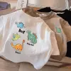 Algodón niños manga corta camiseta verano bebé nuevo chico dibujos animados dinosaurio floral top niños verano legging Item Picture